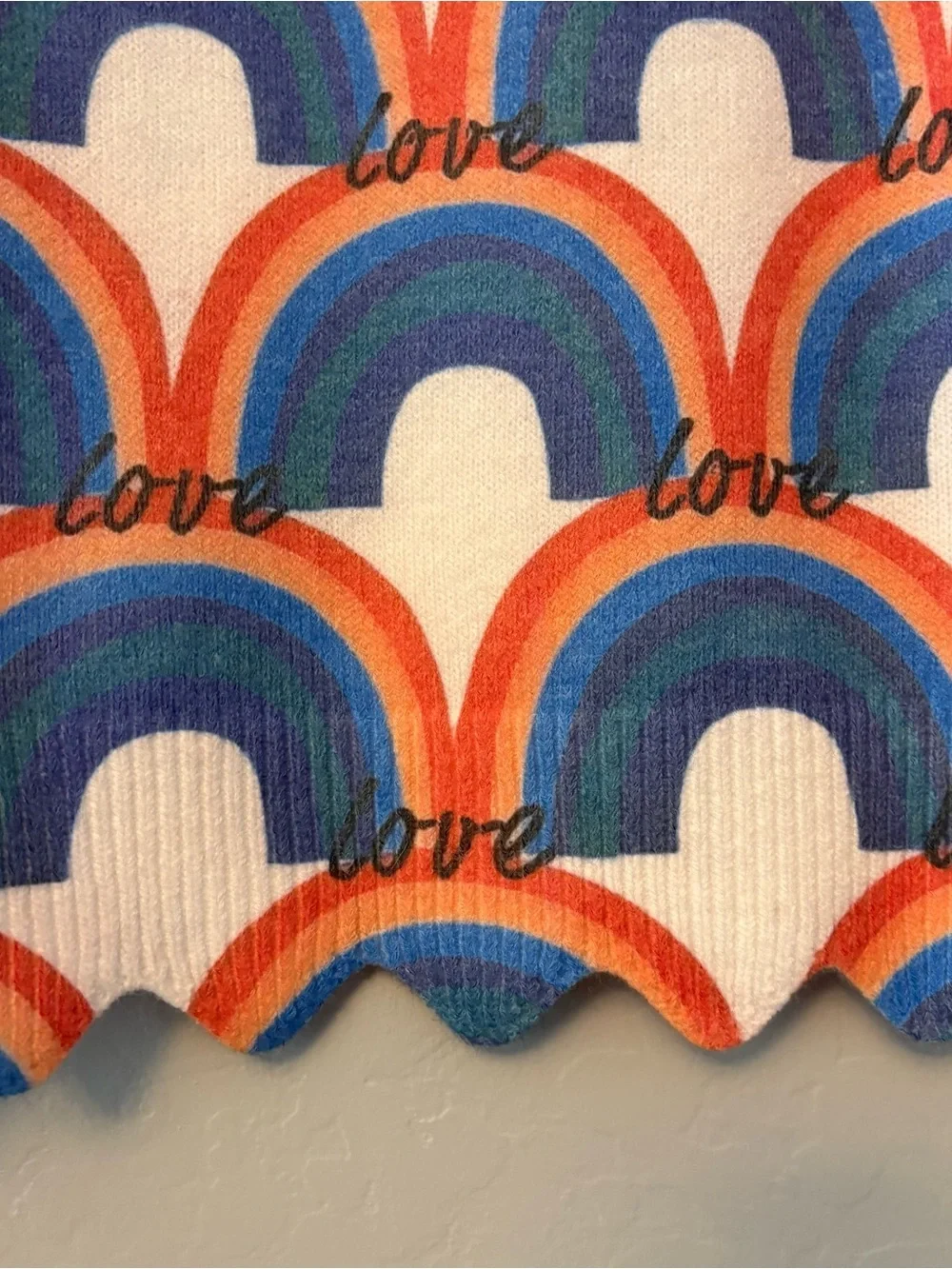 Hannah Banana white rainbow love with gemstones sweater size 4